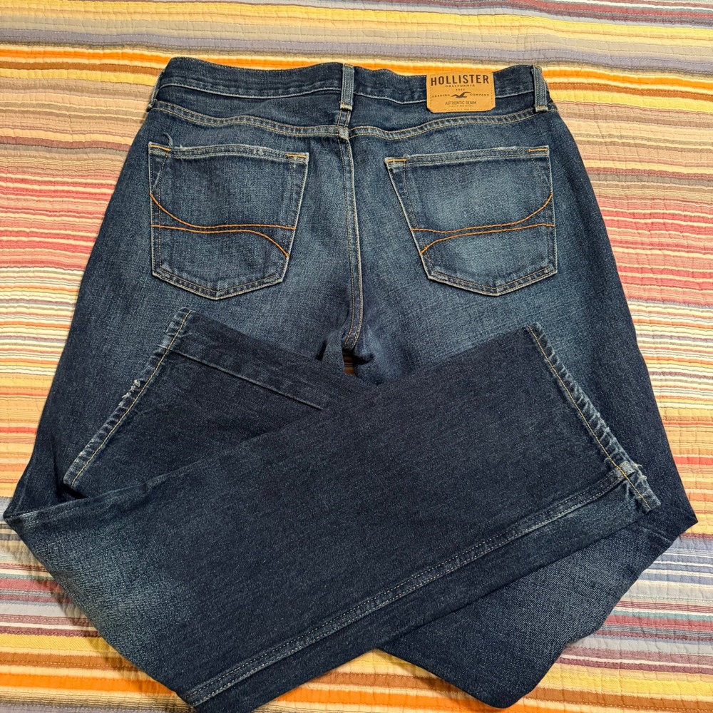 Hollister Classic Straight Jeans Mens 32x32‎ Dark Wash Button Fly 100% Cotton